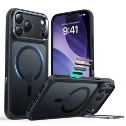 Husa ESR Classic Hybrid HaloLock Kickstand Frosted - Husă telefon - compatibil cu Apple iPhone 17 Pro - Kickstand / Suport - culoare Negru