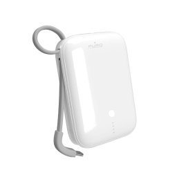 Baterie externa 10 Plus 10000mAh. 20W, cu cablu USB-C incorporat, USB-C, Alb