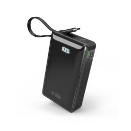 Baterie externa 20000 mAh 20W cu cablu USB-C încorporat și afișaj digital - neagră