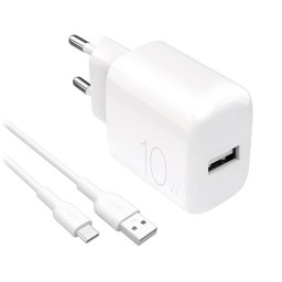 Incarcator de retea USB-A + USB-C Alb 10W