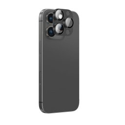 Folie de sticlă securizată pentru cameră cu ramă din aliaj de grad aviatic AmazingThing pentru Apple iPhone 16 Pro / 16 Pro Max - negru