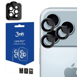 Folie de protecție cameră Iphone 14 Pro / 14 Pro Max / 15 Pro / 15 Pro Max / 16 Pro / 16 Pro Max / 17 Pro / 17 Pro Max 3mk Lens Protection Pro, Culoare: Black Apple STICLĂ