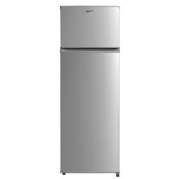 Frigidere Frigider cu doua usi VIVAX DD-235E X, 235L, Clasa E, Termostat reglabil, Iluminare LED, Usi reversibile, Suprafata painted metal, 4 Rafturi de Sticla securizata, H 160 cm, Inox