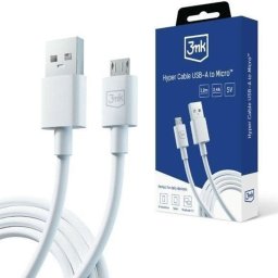 Cablu, USB-A la Micro-USB, 5V, 2.4A, 1.2m - Hyper - White