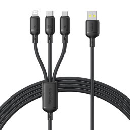 Cablu de Date USB to USB-C, Lightning, Micro-USB, 100W, 480Mbps, 1.5m - Black