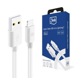 Cablu USB-A la Lightning, 12W, 2.1A, 1.2m - Hyper - White