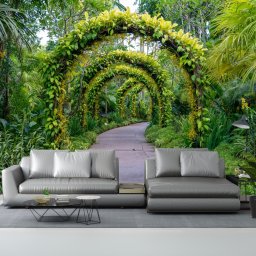 Fototapet 3D Arcadă Verde Tropicală PIN63 (Alege materialul: : Tapet Hartie Semilucios + Adeziv)
