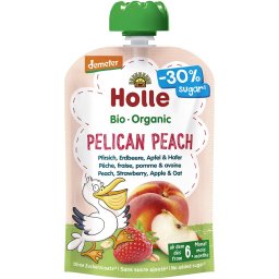 Piure din piersici, capsuni, mere si ovaz, pentru copii +6 luni, fara gluten bio 100g
