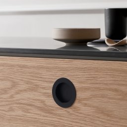 Maner metalic ingropat mobilier, model Mira, Ø 35 mm, finisaj aluminiu crom lucios negru mat (Finisaj: Crom lucios)