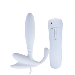 Stimulator Prostata Anal Pleasure 7 Moduri Vibratii Silicon Alb 12.5 cm