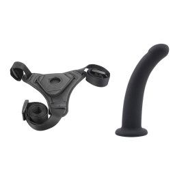 Strap On Dildo Curved Silicon Negru 16.5 cm Guilty Toys