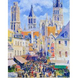 Set pictura pe numere, cu sasiu, Strada Epicerie, din Rouen - Pissarro, 40x50 cm