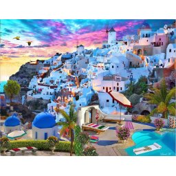 Set pictura pe numere, cu sasiu, Peisaj din Grecia, 40x50 cm