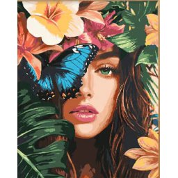 Set pictura pe numere, cu sasiu, Frumusete tropicala, 40x50 cm