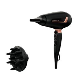 Uscator de par ROWENTA Pro Expert CV8830F0, 2200W, tehnologie Ionic Booster, 3 setari de temperatura, jet de aer rece, difuzor, inel de agatare, Negru&Maro
