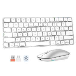 Kit Tastatura si mouse office wireless Meetion C210MW, Autonomie 150 h, 300mAh, 2.4 GHz, 1200 dpi, 282 x 117 x 11 mm, Alb - Argintiu