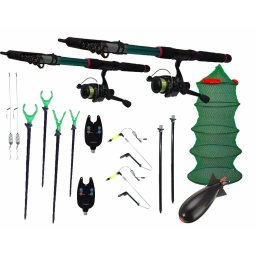 Set pescuit 5 cu lansete de 3 m, mulinete, avertizori, juvelnic