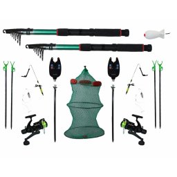 Set pescuit 16 cu lansete, mulinete, avertizori acustici, juvelnic