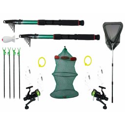 Set pescuit 18 cu lansete mulinete, bambine, accesorii