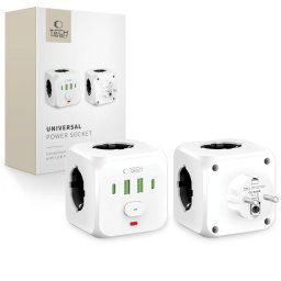 PCL3X4, 3x AC, 2x USB, 2x USB-C, Alb