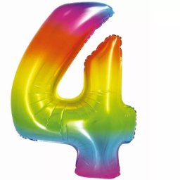 Balon folie de culoarea curcubeului, 76 cm - cifra 4