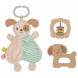 Tooy Toys: Set de jucării pentru bebeluși, din lemn - câine.
