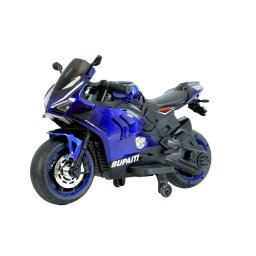 Motocicleta electrica copii, Kinderauto BDQ888 70W 12V cu roti moi, Bluetooth, albastra