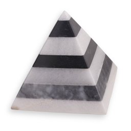 Piramida slefuita din Marmura, negru cu alb - 8cm