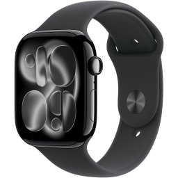 Ceas Smartwatch Apple Watch Series 11, GPS + Cellular, 42mm Jet Black Aluminium Case, Black Sport Band - S/M