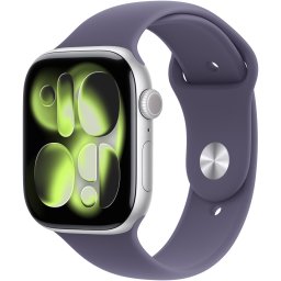 Ceas Smartwatch Apple Watch Series 11, GPS + Cellular, 46mm Silver Aluminium Case, Purple Fog Sport Band - S/M