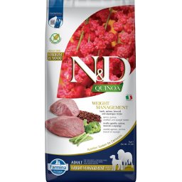 FARMINA N&D Quinoa Dog Adult Medium&Maxi Weight Management Lamb & Broccoli 7 kg Hrana pentru caini, pentru reducerea greutatii, cu miel si brocoli