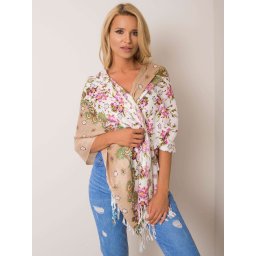 Eșarfă bej cu imprimeu floral