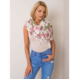 Șal cu imprimeu floral ecru