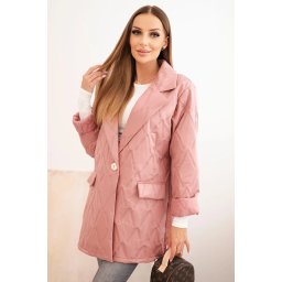 Kesi Włoski Plus Size women's quilted jacket with collar and button dark pink