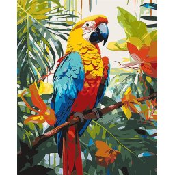 Set pictura pe numere, cu sasiu, Papagal Ara, 40x50 cm