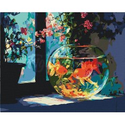 Set pictura pe numere, cu sasiu, Acvariu insorit, 40x50 cm