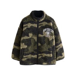 Next Jachetă fleece kaki / oliv / negru / alb