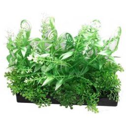 Plantă artificială de acvariu cu frunze care își schimbă culoarea din verde în alb (10 cm)