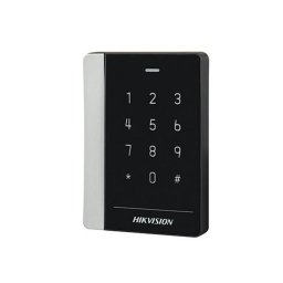 Cititor de carduri si tastatura Hikvision DS-K1102AEK, Pro series, suporta caduri EM frecventa: 125 KHz, conectivitate: RS-485 si protocol Wiegand (W26/ W34), distanta de citire: ≤ 50 mm, LED stare,12 taste, beeper, Watchdog, alimentare: 12 VDC, dimensiu