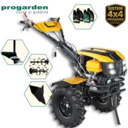 Pachet Motocultor ProGARDEN Campo 1873V2 Alpine 18CP, 2+1 trepte, 3+1+1 freze, roti 6.00-12, benzina, EU V, pornire electrica, 2 prize putere