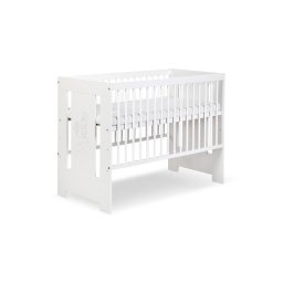 Pătuț pentru bebeluși SAFARI 120x60 cm, cu iepuraș, pin/alb - KLUPŚ