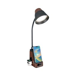 Immax 08999L - Lampă de birou LED+CCT cu dimmer, cu încărcare wireless QI, IDEAL LED/8W/230V, maro