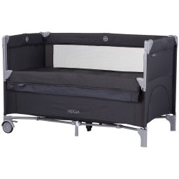Patut pliabil Chipolino Relax anthracite linen cu laterala culisanta