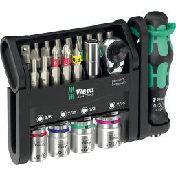 Wera Tool-Check Modular Imperial 1, bit set black/green, 21-piece, inch, including 1/4" bit ratchet