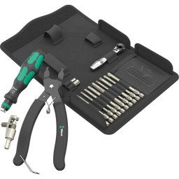 Wera 9532 Chain Riveter Workshop Set, 20-piece, tool set black/green, including reversible bit ratchet, 1/4