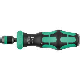 Wera 838 RA-R L Bits hand holder with ratchet function, screwdriver black/green, 1/4", with Rapidaptor quick-change chuck