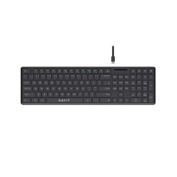 Tastatura cu Fir HAVIT KB252, USB-C, 300mA, Cablu 1.5m, 5V, 432 x 123 x 21mm, Negru