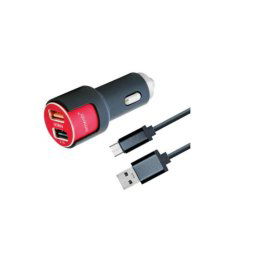 Incarcator auto Lemontti, Dual USB, 3.1A, Qualcomm 3.0, Cablu Type C inclus, Negru