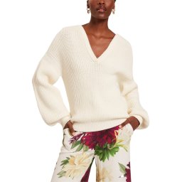 TED BAKER Tricotaj Velmee Cotton Blend V Neck 281616 white