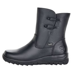 Ghete dama, Rieker, Z7172-00-Negru, casual, piele naturala, impermeabil, imblanite, cu talpa joasa, negru (Marime: 37)